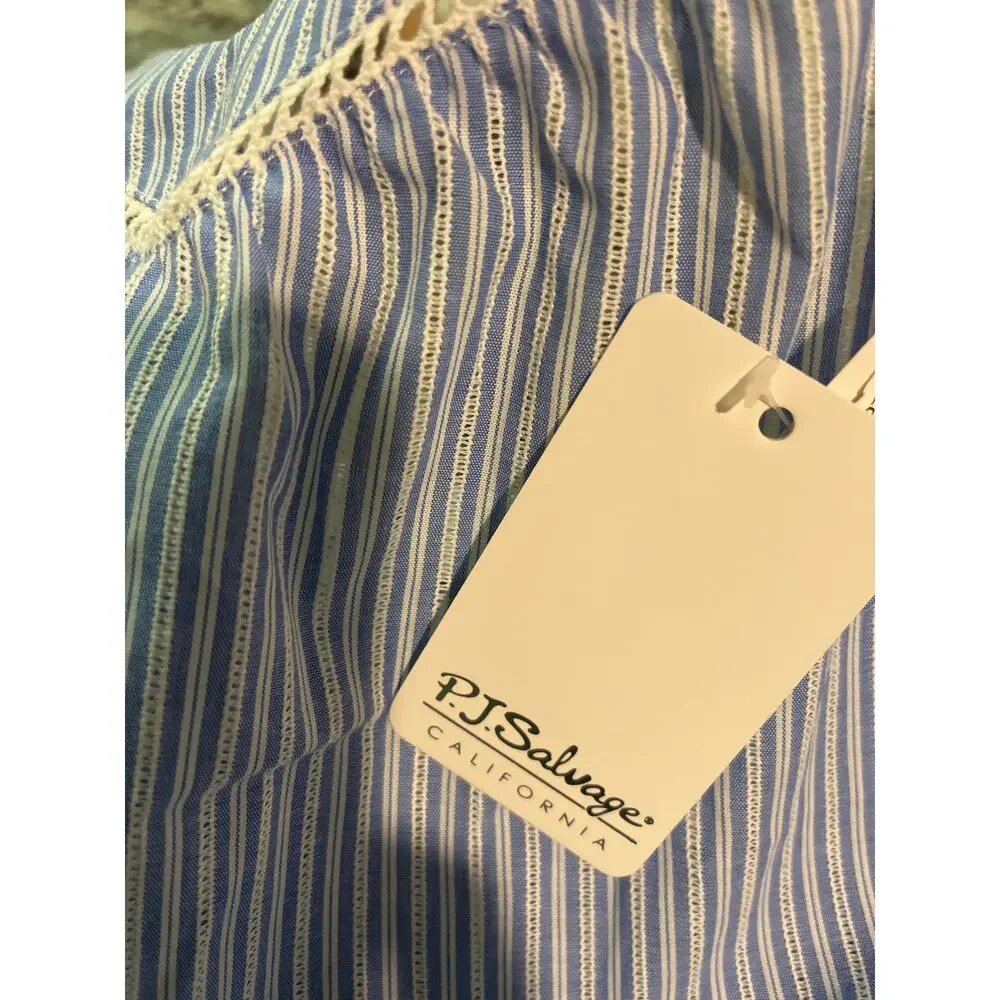 PJ Salvage Dainty Daisy Cotton PJ Top- Bright Blue and White Size XL - Picture 2 of 4
